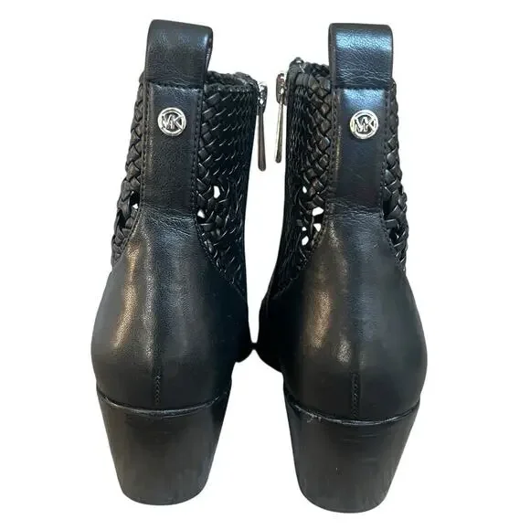 Michael Kors Black Augustine Woven Ankle Boots Size 7.5 Open Weave - Picture 11 of 15